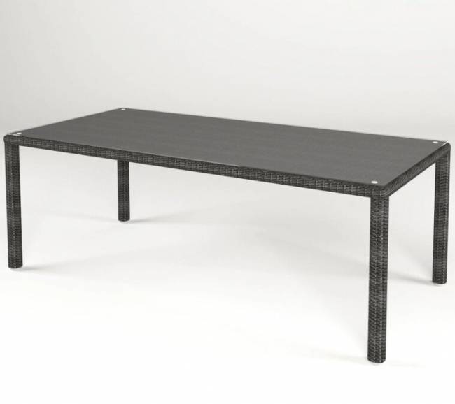 Обеденный стол "Севилья" 210 см, из искусственного ротанга, серый, темно-серый