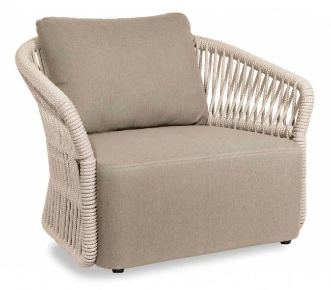 Лаунж-кресло плетеное мягкое Method белый, бежевый 1030х895х740 мм