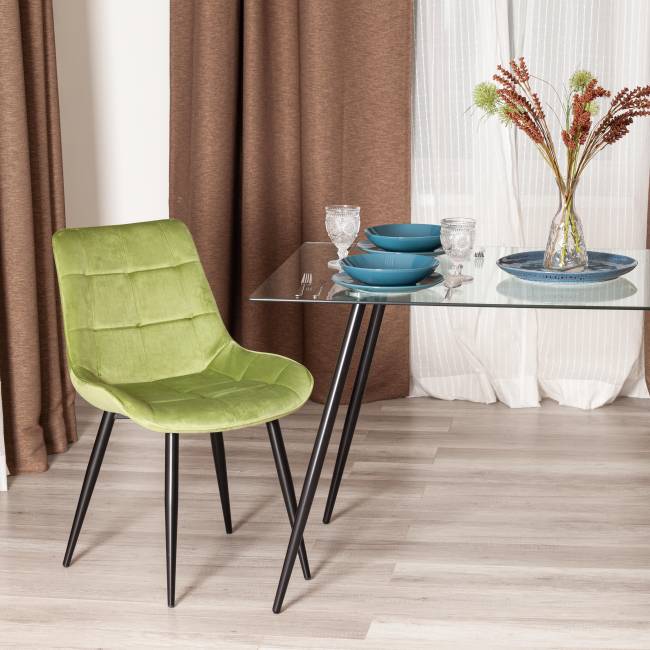 Стул Абруццо/Abruzzo (мод.8060) металл/велюр, 54х62х83см, зеленый (HLR-54)/черный (Комплект из 2 шт.) зеленый металл/велюр