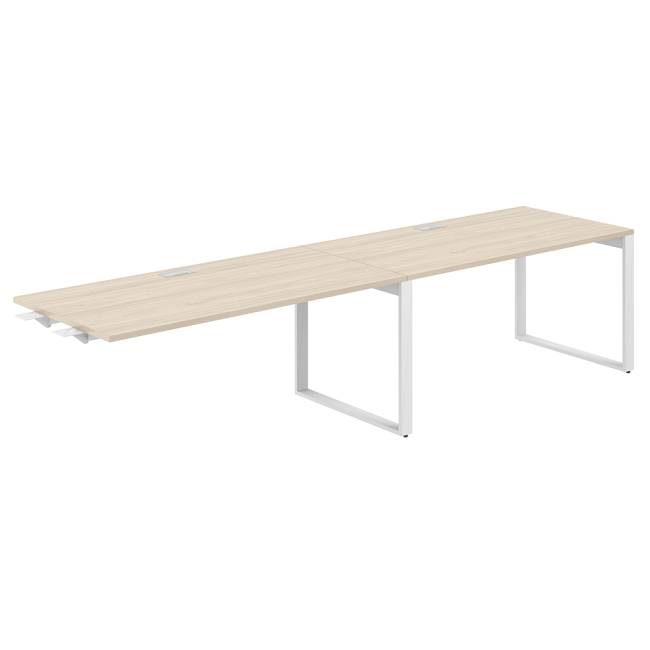 AG.199.AR.L.72.WH / Рабочая станция комбо s-b-s 3200х800х750 / профиль О-образный: 70х20 белый; лючок: серебро; столешница: акация равелло