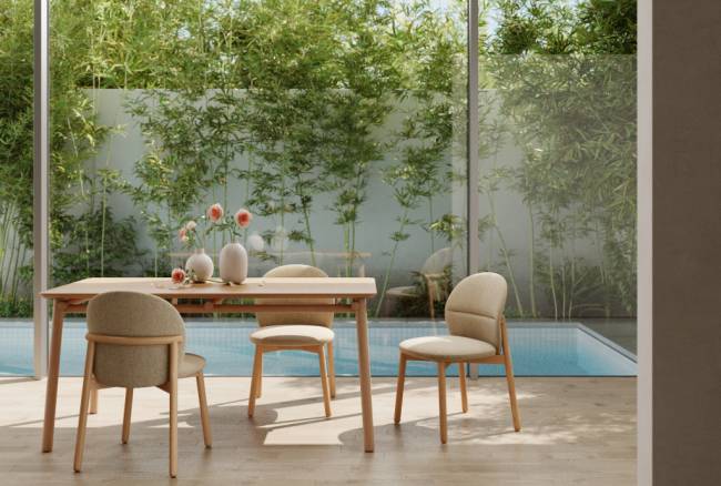 Стул деревянный с обивкой Meiko натуральный, бежевый 480х550х800 мм