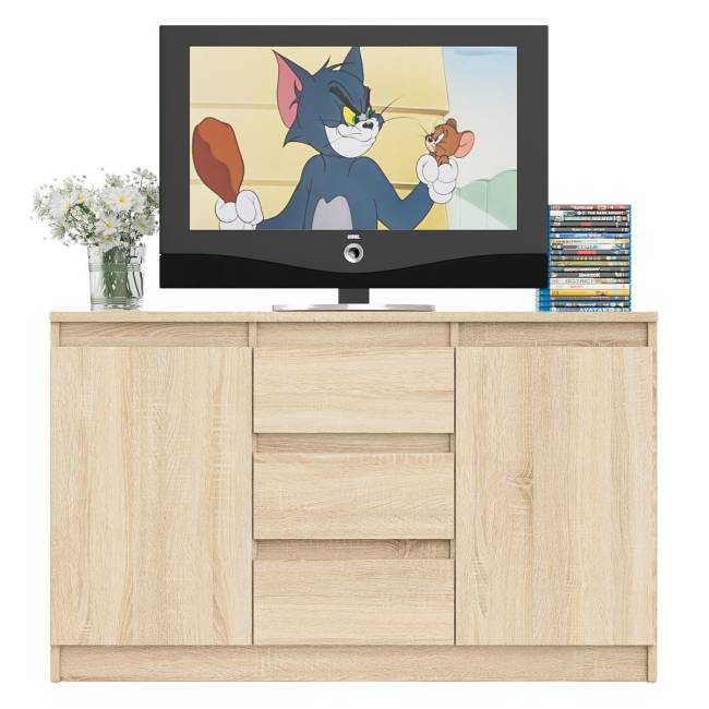 Комод-тумба три ящика и две дверки Мори МК1200.3 цвет дуб сонома