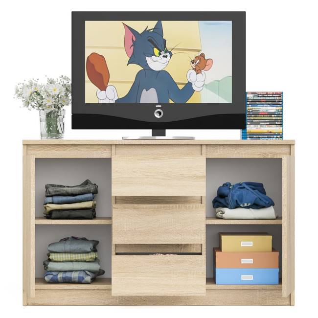 Комод-тумба три ящика и две дверки Мори МК1200.3 цвет дуб сонома