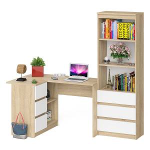 Стеллаж-комод Мори МСТ600 3 ящика и стол угловой компьютерный МС-16 левый цвет дуб сонома/белый