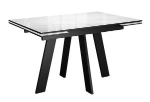 Стол DikLine SFM120 стекло Оптивайт Белый мрамор/подстолье черное/опоры черные