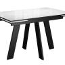 Стол DikLine SFM120 стекло Оптивайт Белый мрамор/подстолье черное/опоры черные