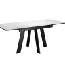 Стол DikLine SFM120 стекло Оптивайт Белый мрамор/подстолье черное/опоры черные