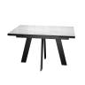 Стол DikLine SFM120 стекло Оптивайт Белый мрамор/подстолье черное/опоры черные