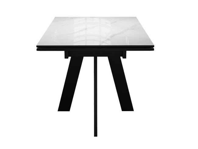 Стол DikLine SFM120 стекло Оптивайт Белый мрамор/подстолье черное/опоры черные