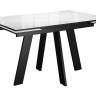 Стол DikLine SFM120 стекло Оптивайт Белый мрамор/подстолье черное/опоры черные