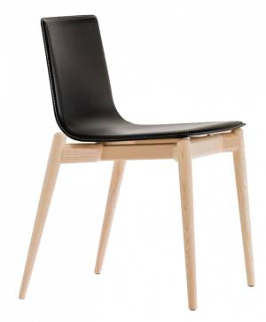 Стул деревянный с обивкой Malmo беленый ясень, черный 510х510х780 мм