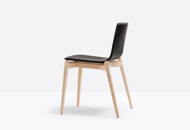 Стул деревянный с обивкой Malmo беленый ясень, черный 510х510х780 мм