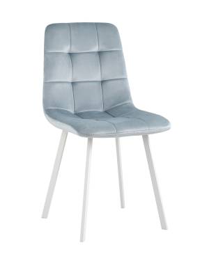 Стул Chilly велюр серо-голубой белые ножки