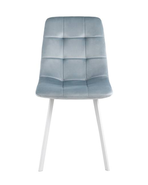 Стул Chilly велюр серо-голубой белые ножки
