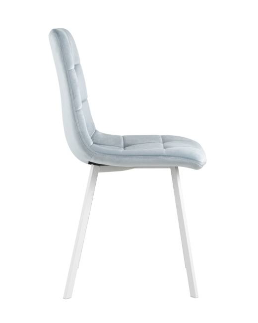 Стул Chilly велюр серо-голубой белые ножки