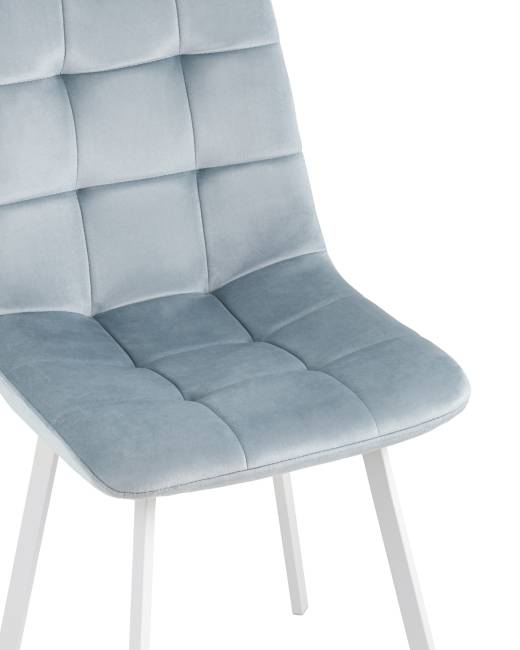 Стул Chilly велюр серо-голубой белые ножки