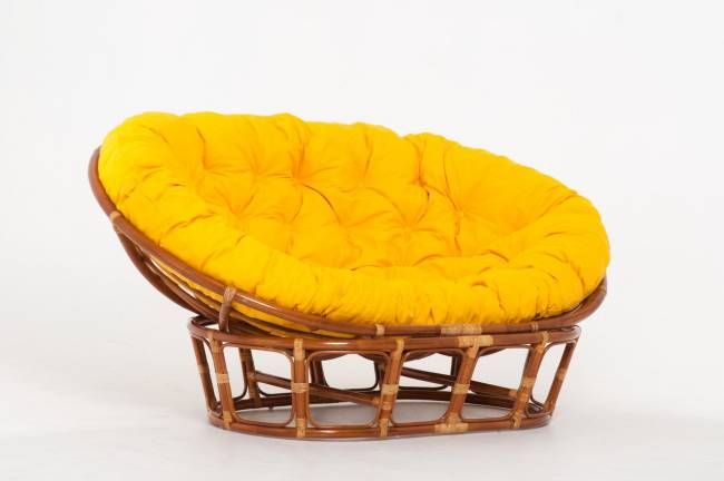 Кресло "MAMASAN" коньяк  желтая подушка