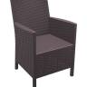 Кресло пластиковое плетеное с подушкой California коричневый 590х630х900 мм