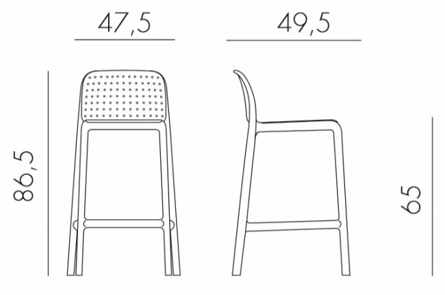 Стул пластиковый полубарный Lido Mini антрацит 475х495х865 мм