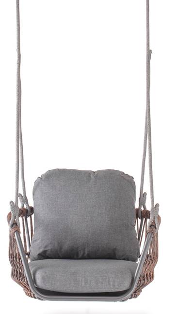 Кресло подвесное плетеное Bari антрацит, коричневый, темно-серый 750х750х440 мм