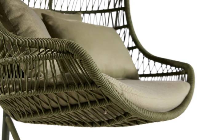 Кресло подвесное плетеное Leaf зеленый 990х850х2000 мм