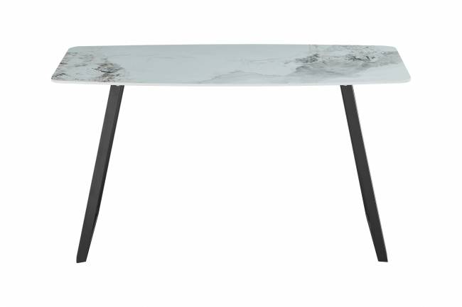 Стол обеденный Vermont 140*80 см керамика светлая ножки черные