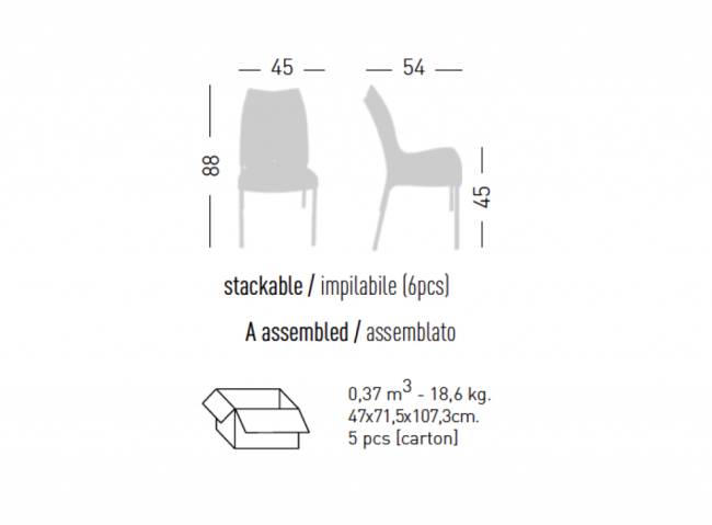 Стул пластиковый Tulip 450х540х880 мм