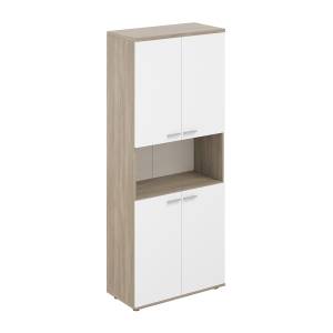 SG.841.OD.WH.WH / Шкаф высокий с нишей 800х400х1955, 4-х дв, з.ст HDF / корпус: дуб темный; фасады: белый