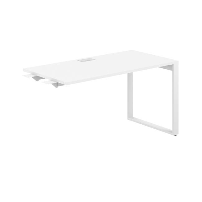 AG.119.WH.L.72.WH  / Стол комбо 1600х800х750  / профиль О-образный: 70х20 белый; лючок: серебро; столешница: белый