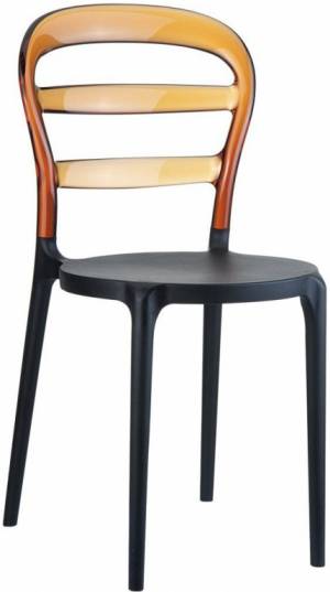 Стул пластиковый Miss Bibi черный, янтарный 420х500х850 мм