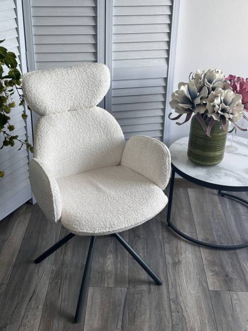 Стул VARDY 360 град.поворот. Белый букле XD841-01 / Серый, ®DISAUR