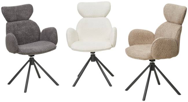 Стул VARDY 360 град.поворот. Белый букле XD841-01 / Серый, ®DISAUR