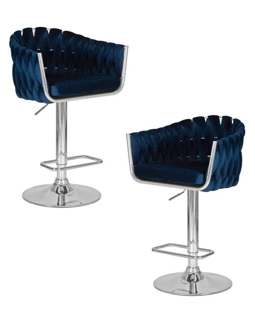 Набор 2 шт Стул барный DOBRIN MARCEL, синий велюр (MJ9-117)