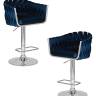 Набор 2 шт Стул барный DOBRIN MARCEL, синий велюр (MJ9-117)