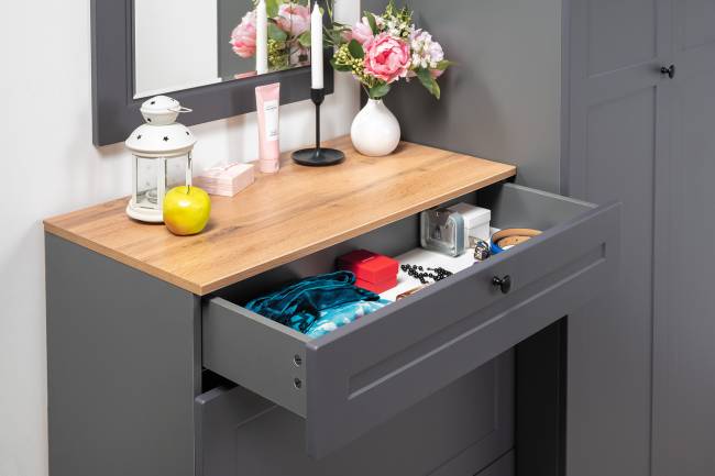 Модульная мебель для прихожей Остин № 49 цвет серый графит/дуб крафт золотой