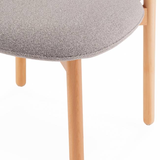 Стул деревянный с обивкой Meiko натуральный, серый 480х550х800 мм