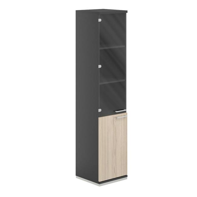 AG.209.AN.AN.AR.GL.L / Шкаф 5 ур. 400 со стеклом / корпус:антрацит, топ/дно:антрацит, фасады:ак.равелло, стекло