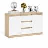 Комод-тумба три ящика и две дверки Мори МК1200.3 цвет дуб сонома/белый