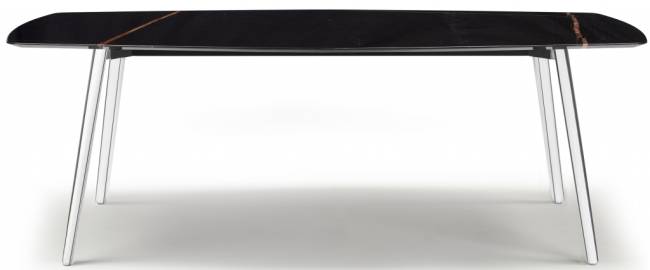 Стол мраморный Squid M алюминиевый, черный мрамор Сахара Нуар 2090х1080х740 мм