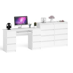 Стол компьютерный МС-2 ящики слева и справа и комод МК1200 8 ящиков Мори цвет белый