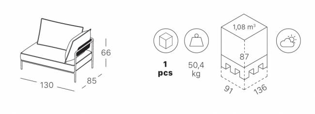 Модуль правый с подушками Flap мокко 1300х850х880 мм Модуль правый с подушками Flap мокко 1300х850х880 мм