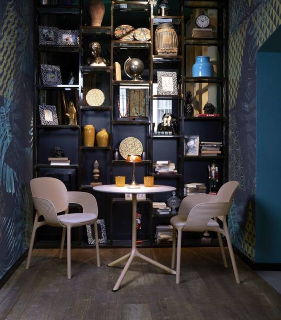 Стол ламинированный обеденный Tripe Maxi белый, белый Ø800х740 мм