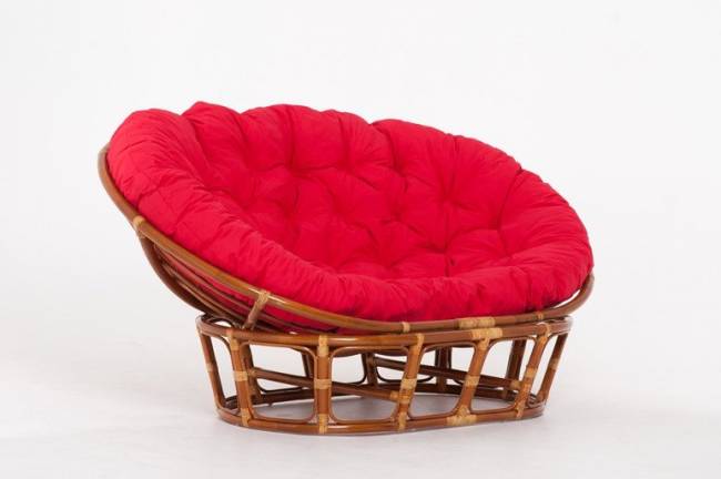 Кресло "MAMASAN" коньяк  красная подушка