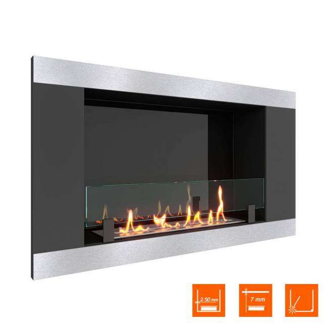 Биокамин встраиваемый SteelHeat LONG-H 900 (Стекло + Стемалит)