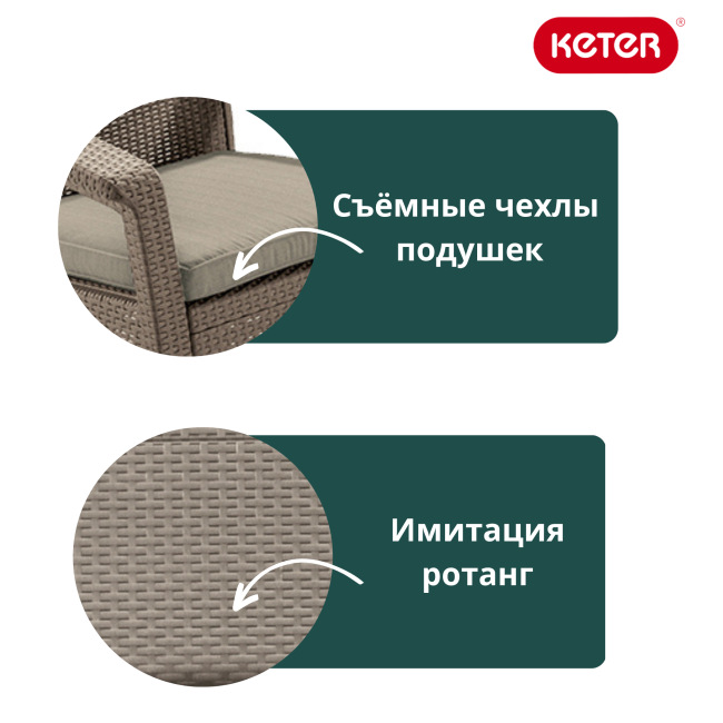 Диван пластиковый Корфу (Corfu love seat) капучино Диван пластиковый Корфу (Corfu love seat) капучино