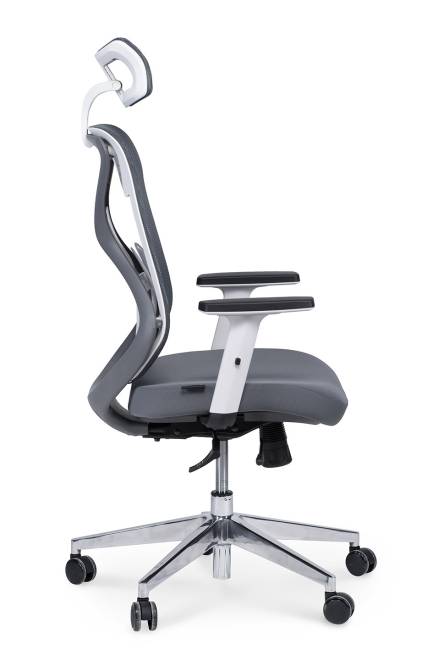 Кресло офисное / Имидж gray / белый пластик / серая сетка / серая ткань