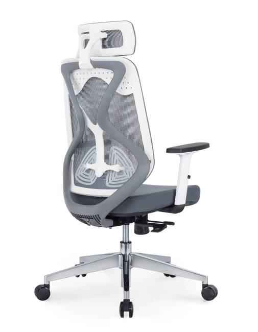 Кресло офисное / Имидж gray / белый пластик / серая сетка / серая ткань