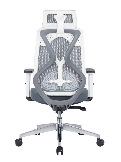 Кресло офисное / Имидж gray / белый пластик / серая сетка / серая ткань