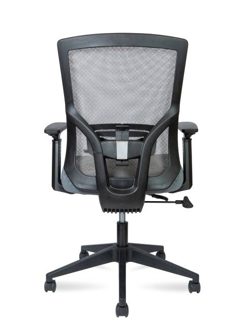 Кресло офисное / Гарда LB / черный пластик / серая сетка / серая ткань