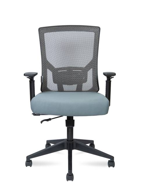 Кресло офисное / Гарда LB / черный пластик / серая сетка / серая ткань